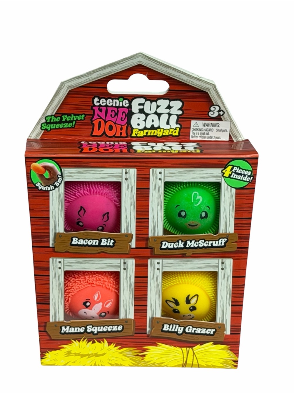 AUTHENTIC NEEDOH teenie fuzzball farmyard 4-Pack Squishy Animal Squeeze RARE!!